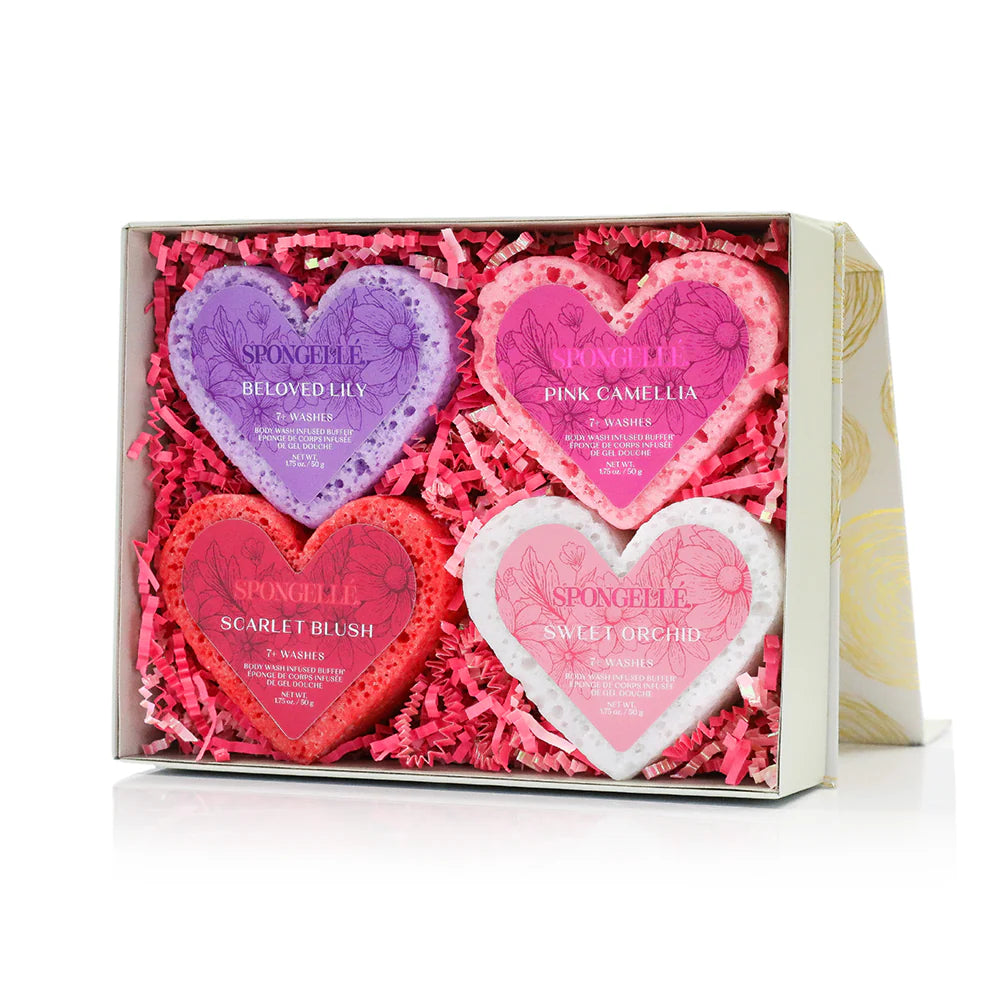 Spongelle Valentines Gift Set 4 Body Wash Buffers
