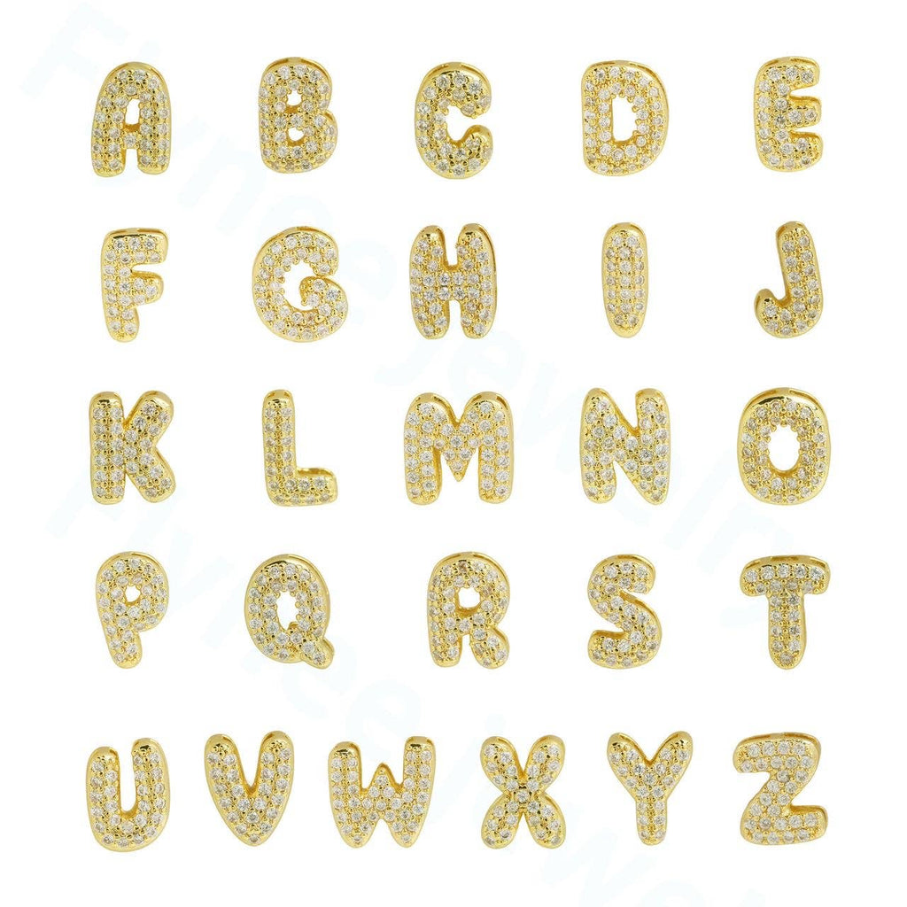 Cz Mini Bubble Initial Custom Word Name Necklaces