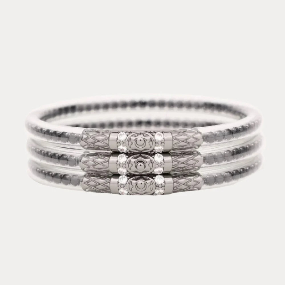 Budha Girl Three Queens All Weather Bangle - Black Spinel