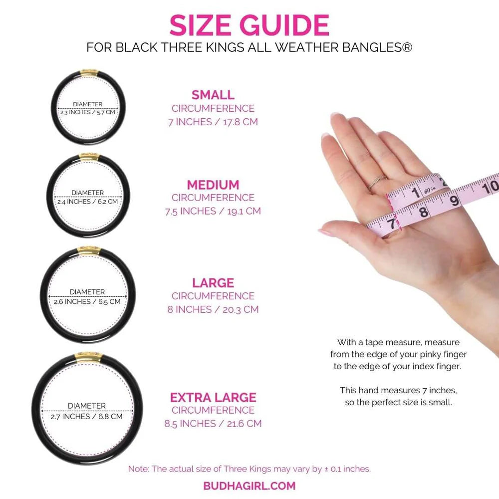 Budha Girl Black Three King All Weather Bangles - Medium