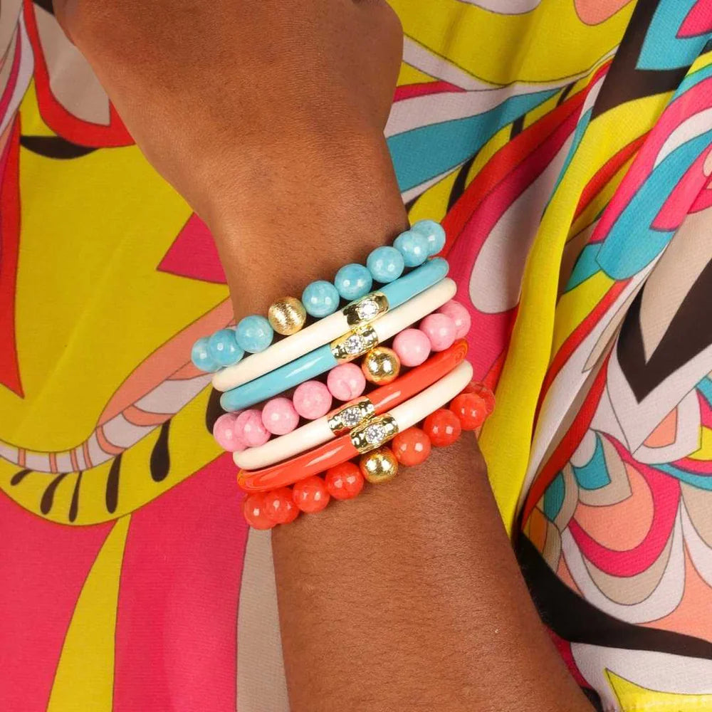 Budha Girl Turquoise/Ivory Yin Yang Bangles - Large