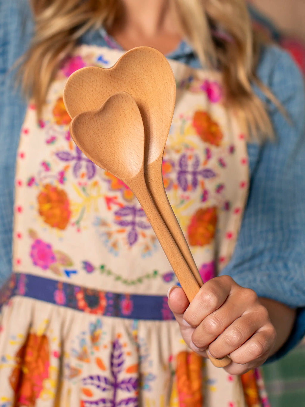 Natural Life Wooden Spoons, Set of 2 - Hearts