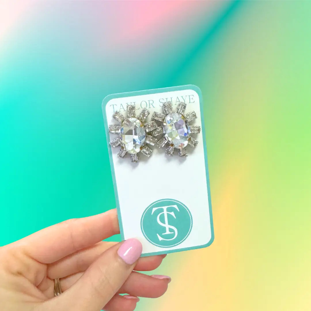 Taylor Shaye Crystal Gem Studs - Clear