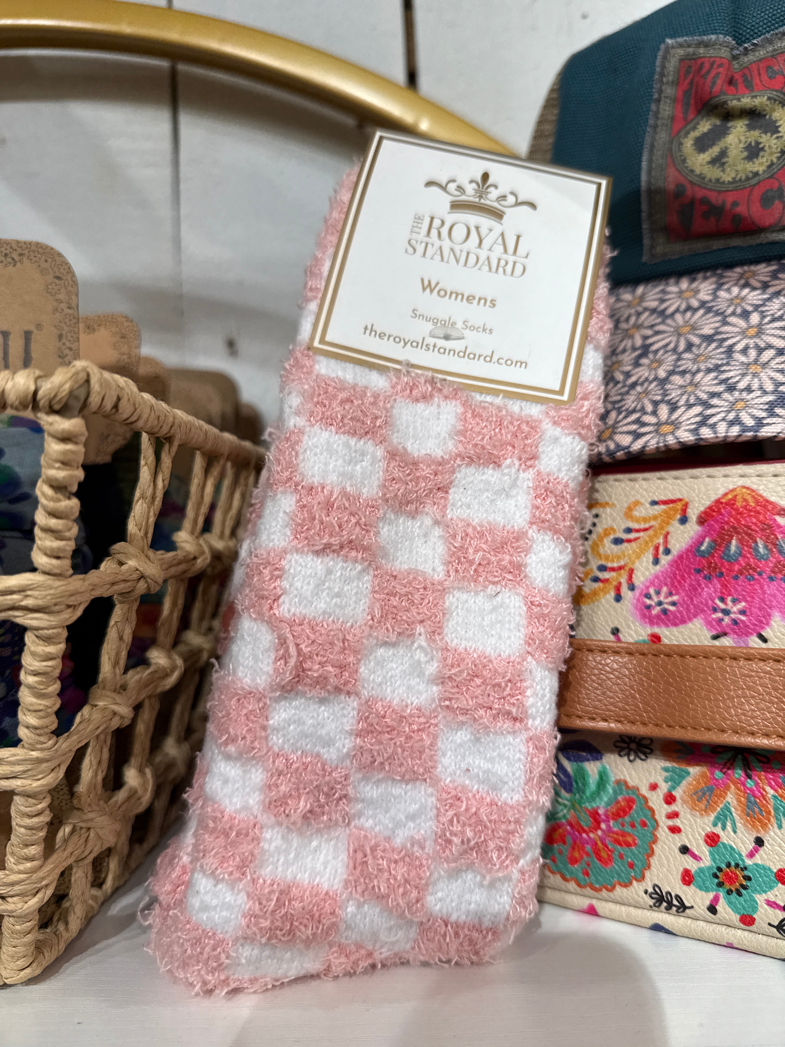 Checkerboard Socks Pink