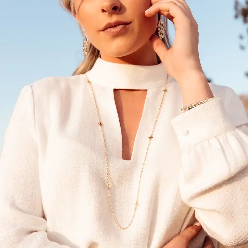 Natalie Wood Believer Cross Station Necklace - Gold