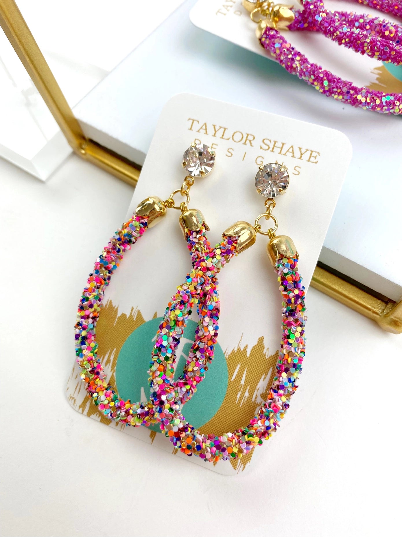 Taylor Shaye Glitter Teardrops - Rainbow