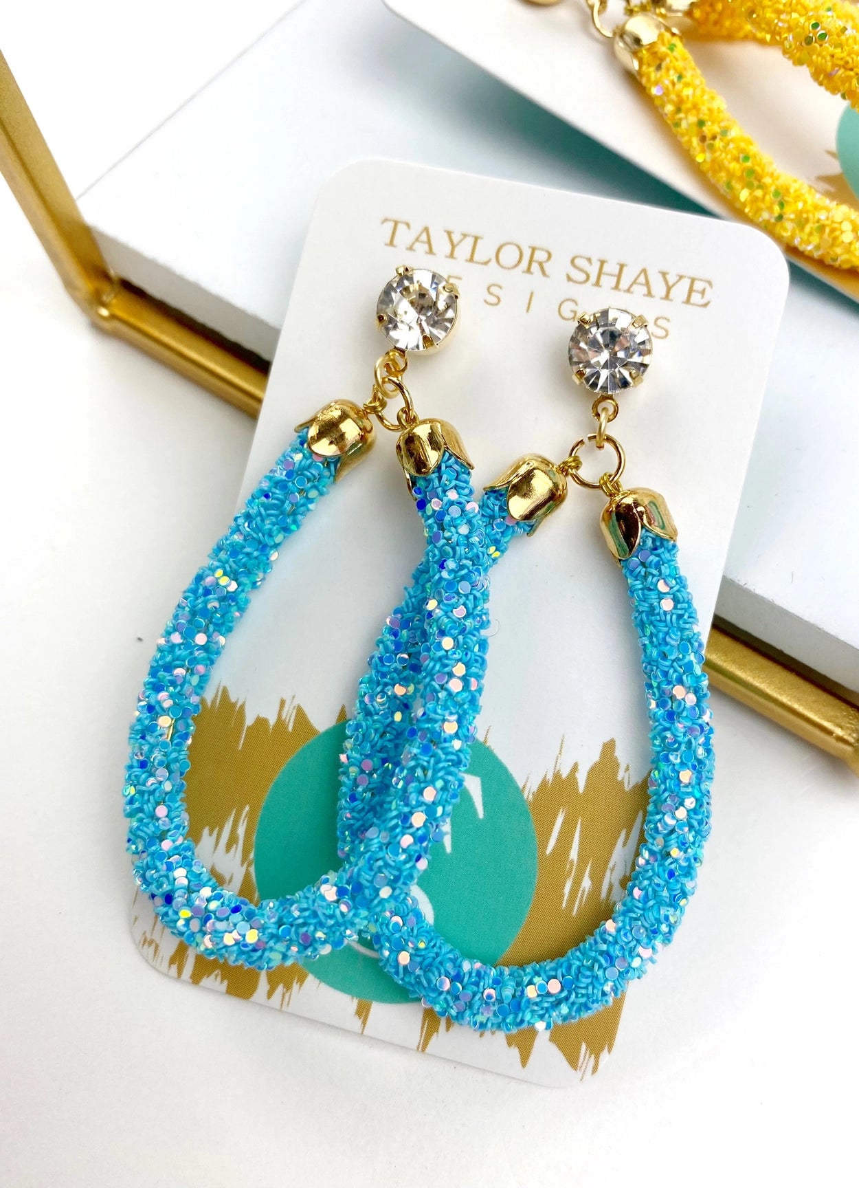 Taylor Shaye Colorful Glitter Teardrops - Sky Blue