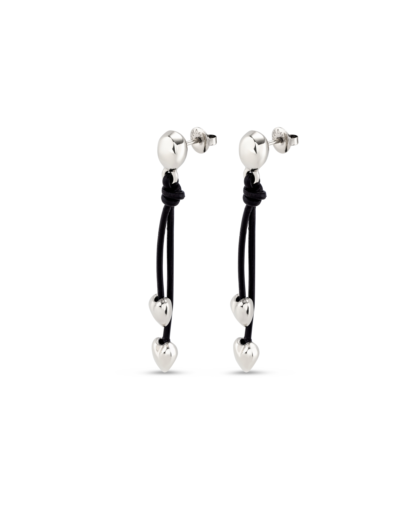 Uno de 50 Pretty Love Heart Leather Strand Drop Earrings