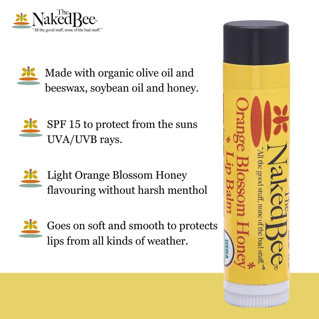 The Naked Bee Lip Balm in Orange Blossom Honey 0.15 oz