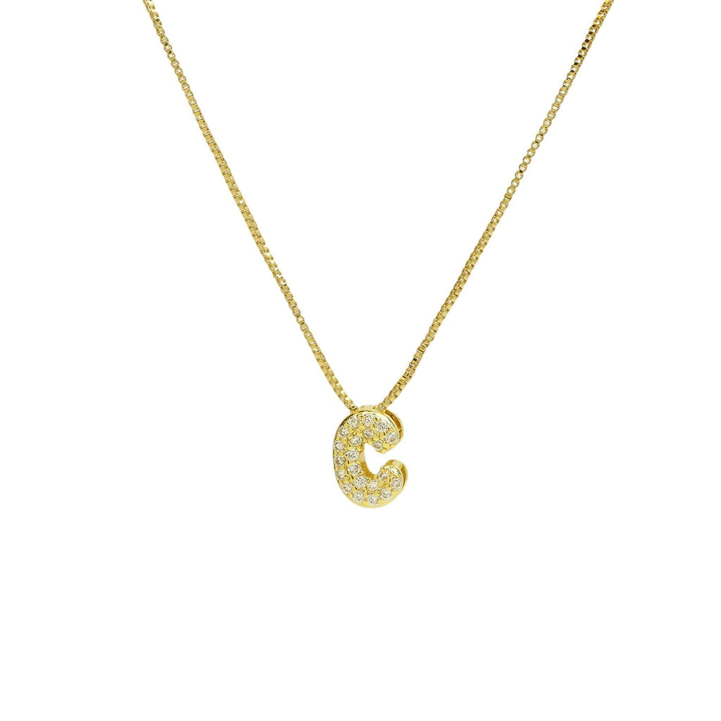 Bling Small Necklace Initial Charm