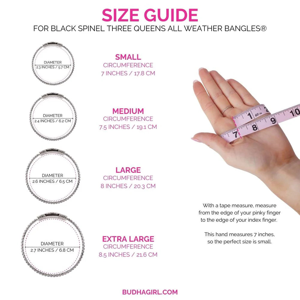 Budha Girl Three Queens All Weather Bangle - Black Spinel