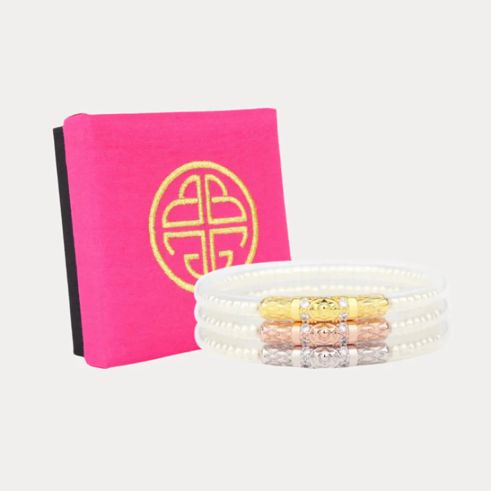 Budha Girl Three Queens All Weather Bangle - White Pearl