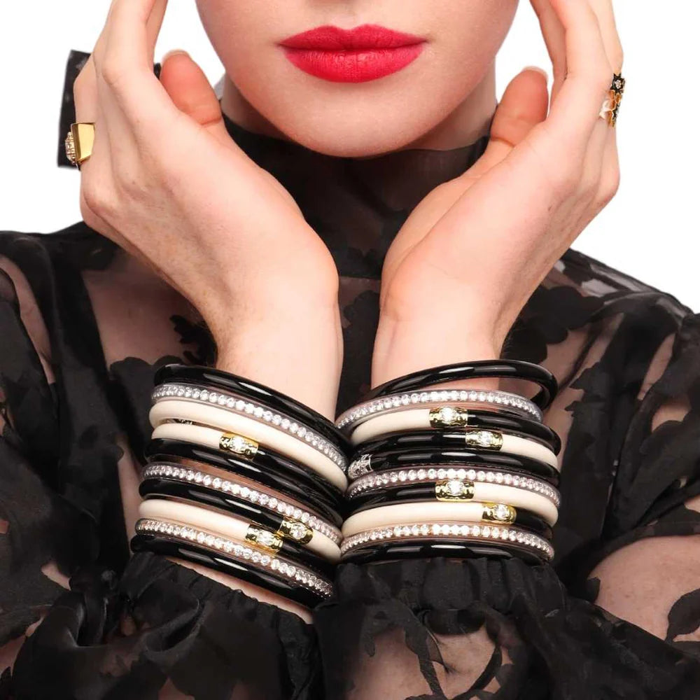 Budha Girl Black/Ivory Yin Yang All Weather Bangles