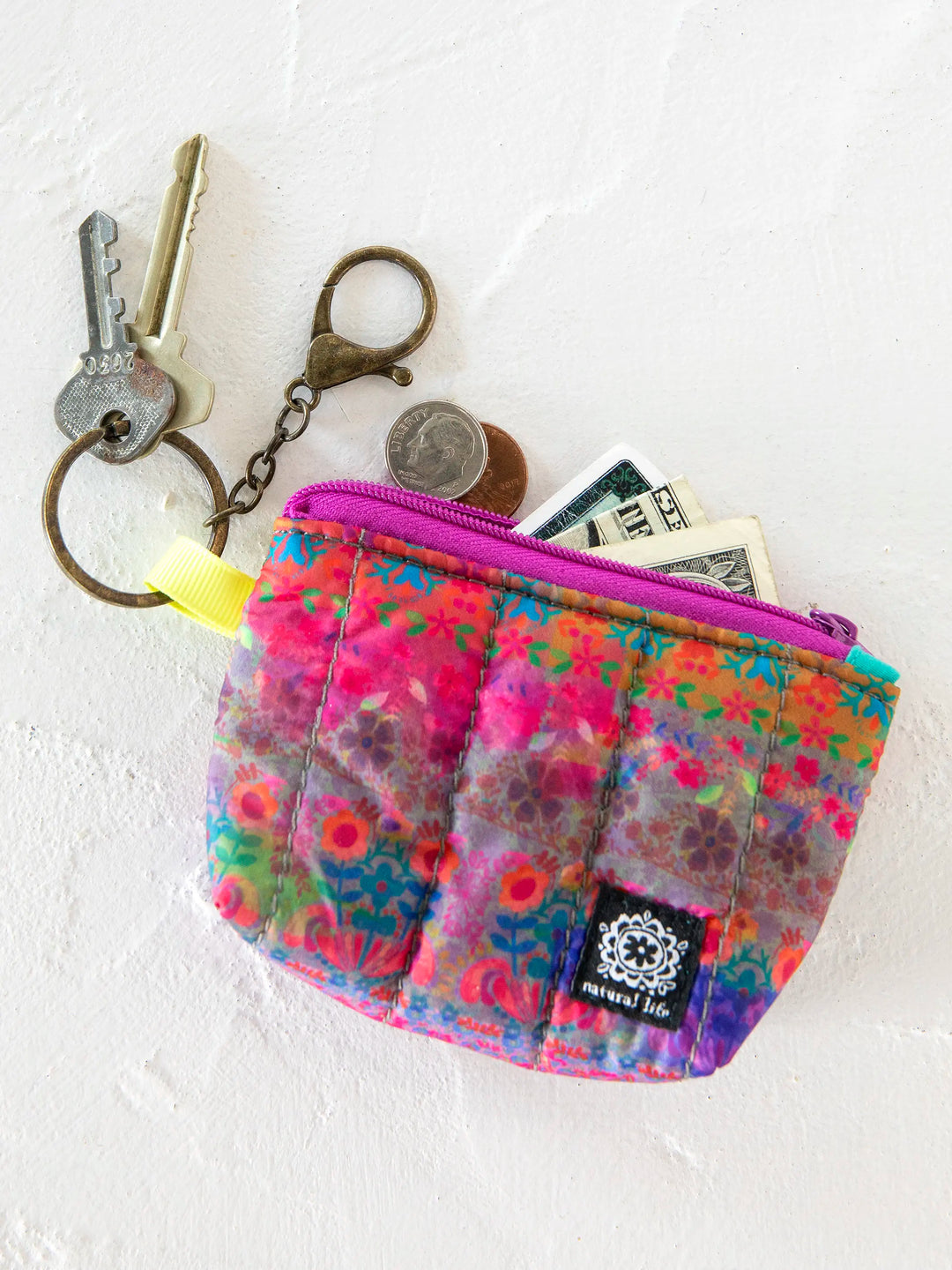 Natural Life Mini Puffy Coin Purse Key Clip