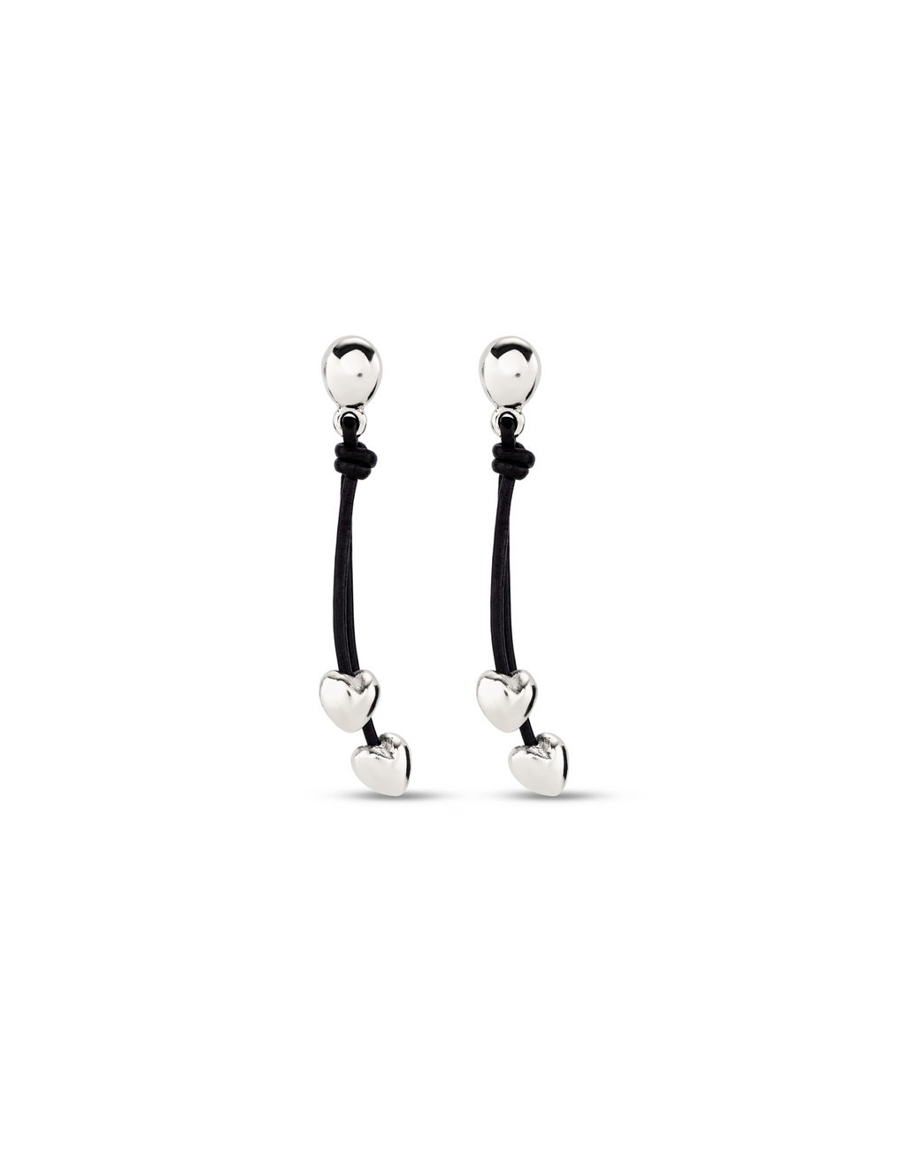 Uno de 50 Pretty Love Heart Leather Strand Drop Earrings