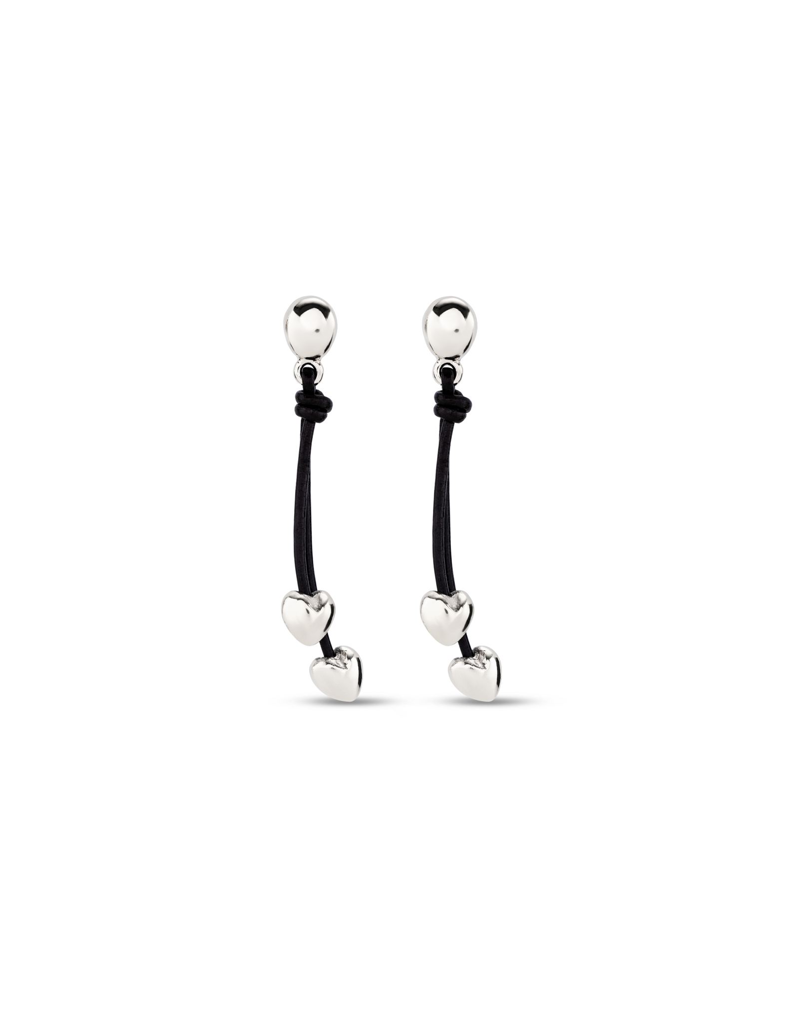 Uno de 50 Pretty Love Heart Leather Strand Drop Earrings