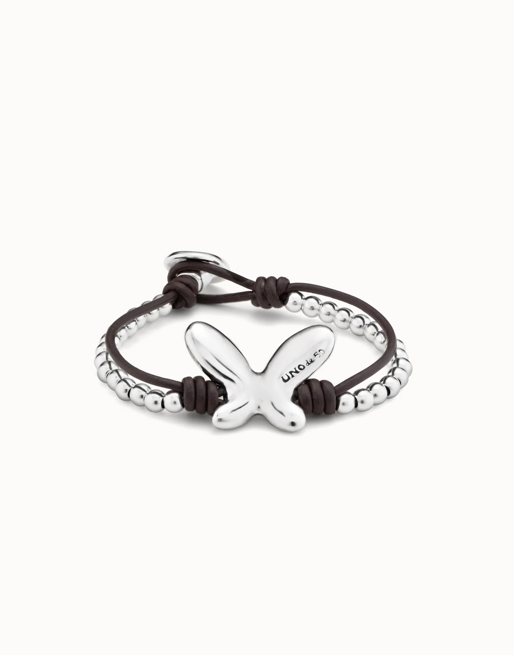 Uno de 50 Minifly Butterfly Bead & Leather Cord Bracelet