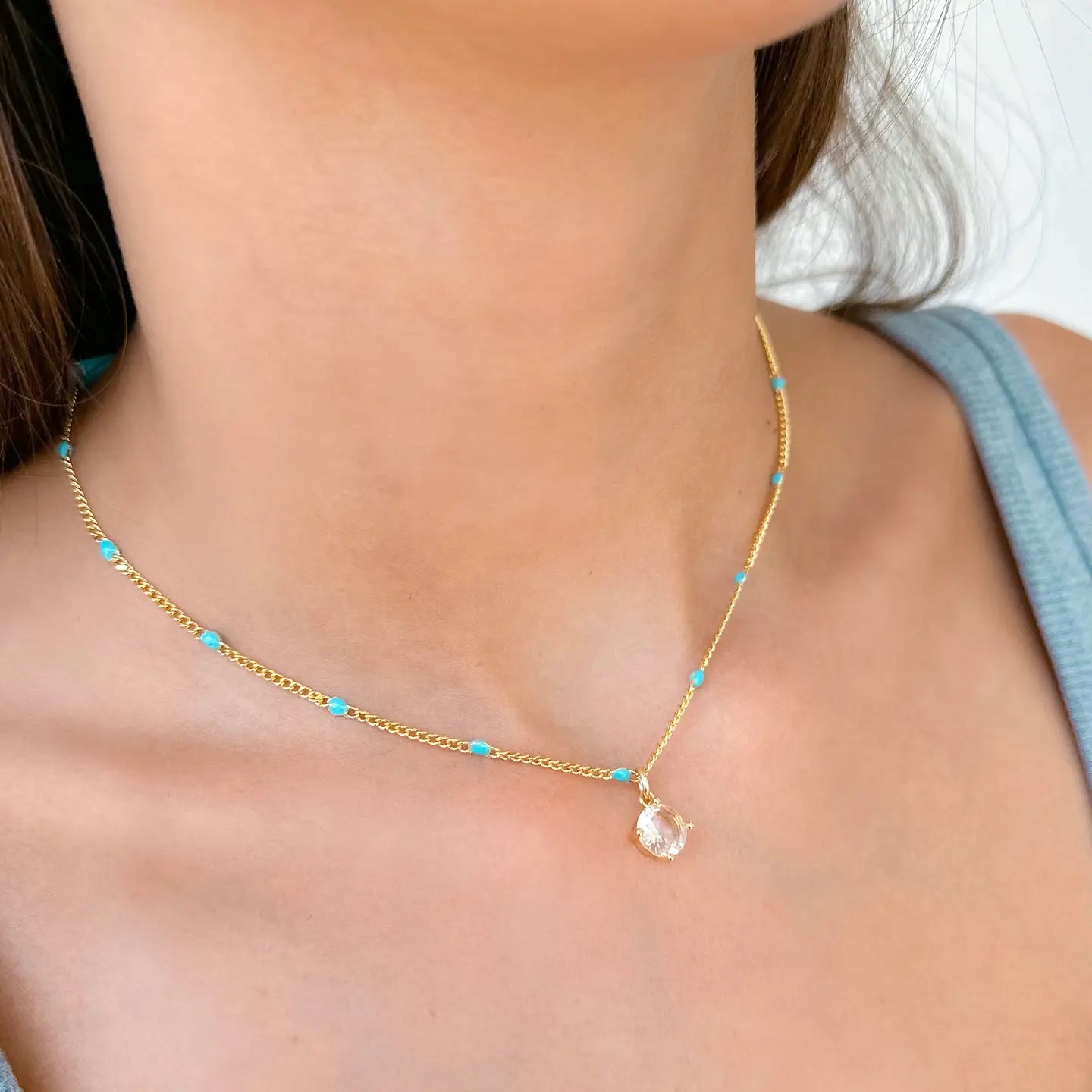 Taylor Shaye Shannon Necklace Light Blue