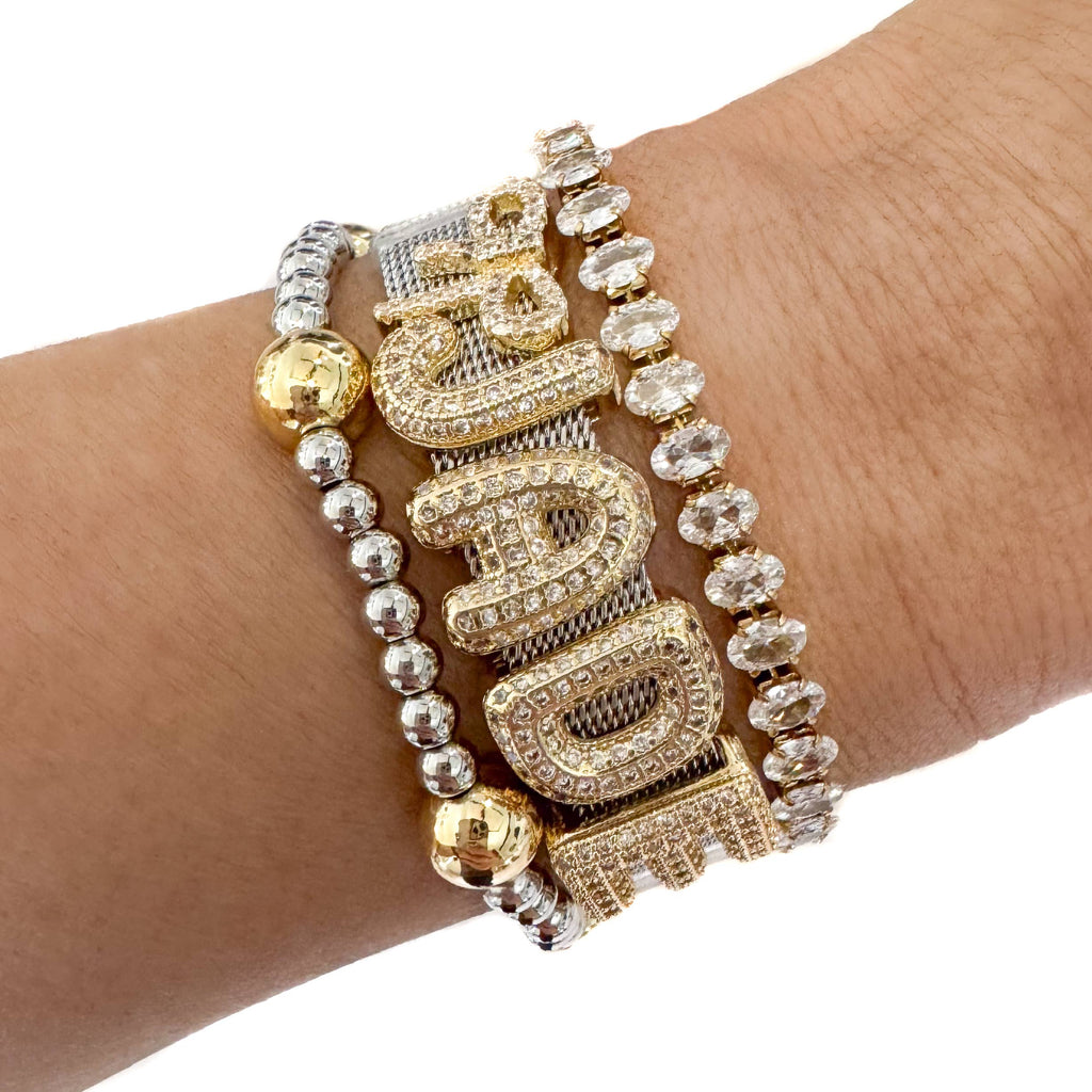 Bubble Initial Custom Word Name Watch Charm Bracelet