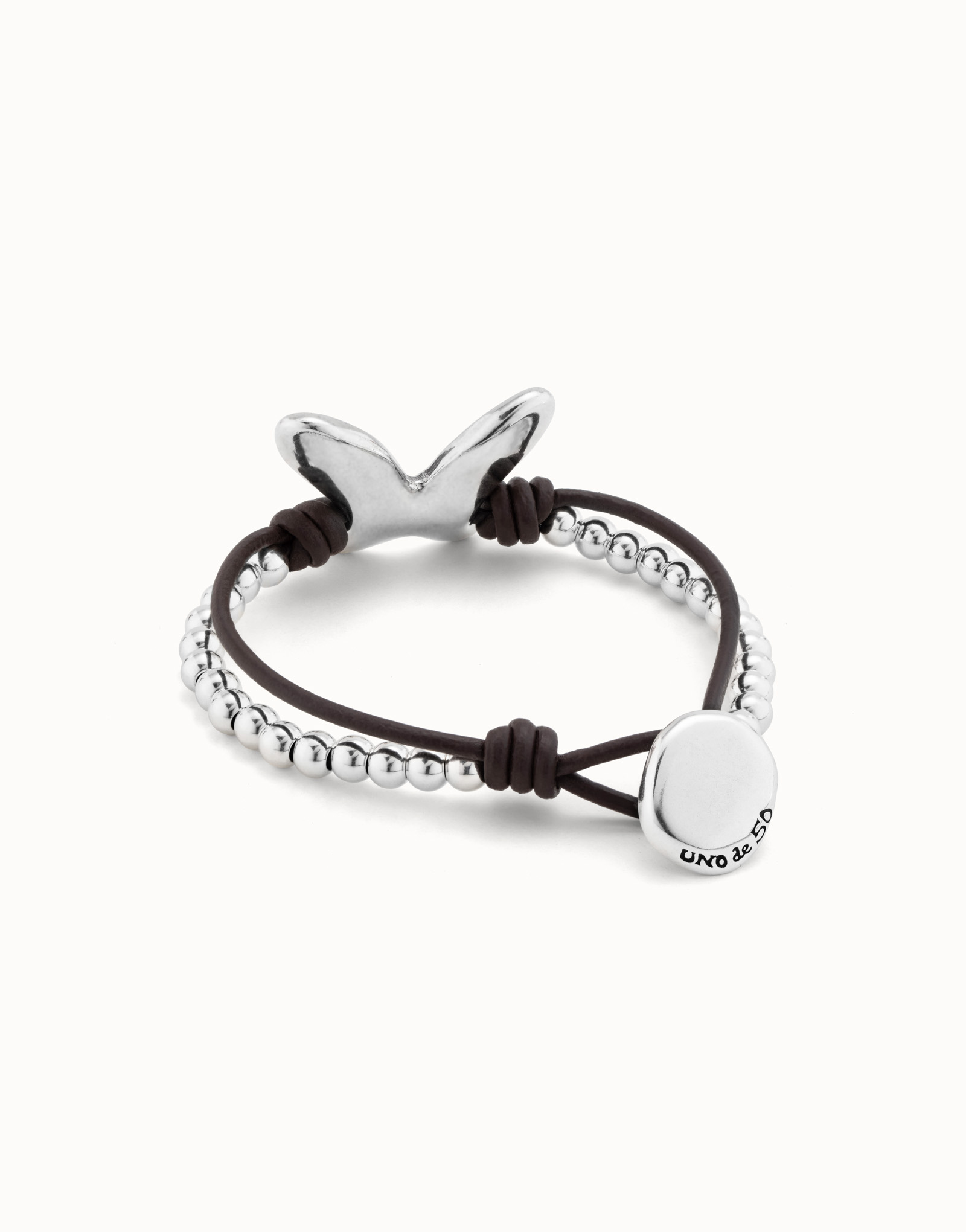 Uno de 50 Minifly Butterfly Bead & Leather Cord Bracelet