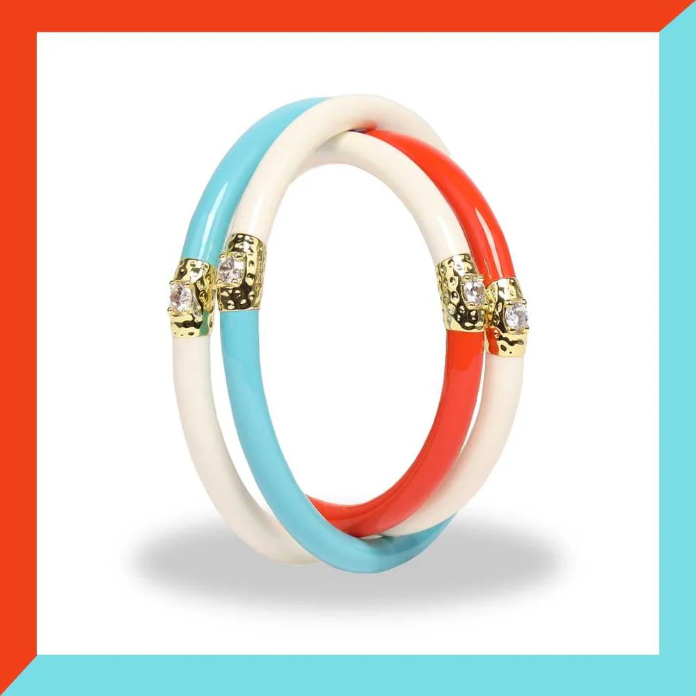 Budha Girl Turquoise/Ivory Yin Yang Bangles - Large