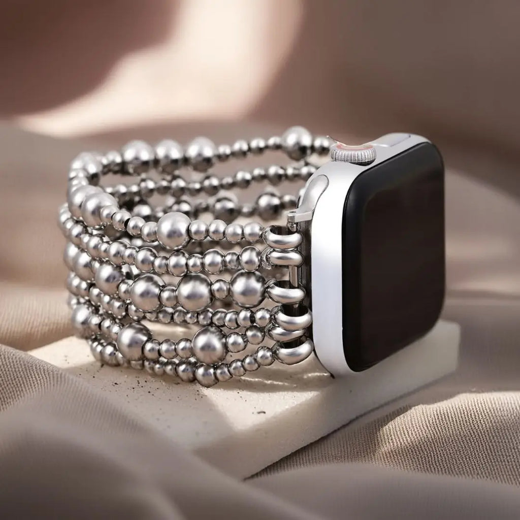 Platinum Demure Stretch Apple Watch Strap