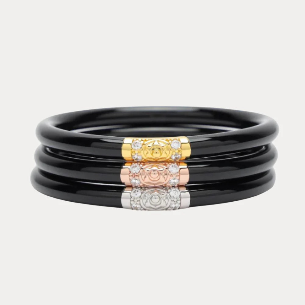 Budha Girl Black Three King All Weather Bangles - Medium