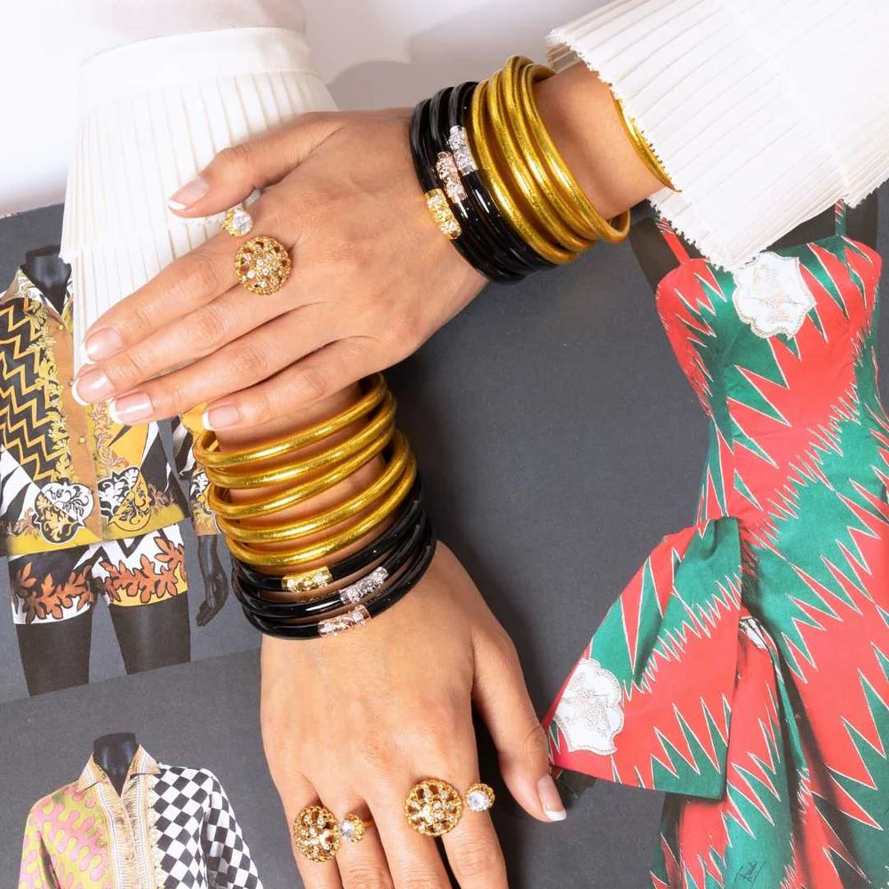 Budha Girl Black Three King All Weather Bangles - Medium