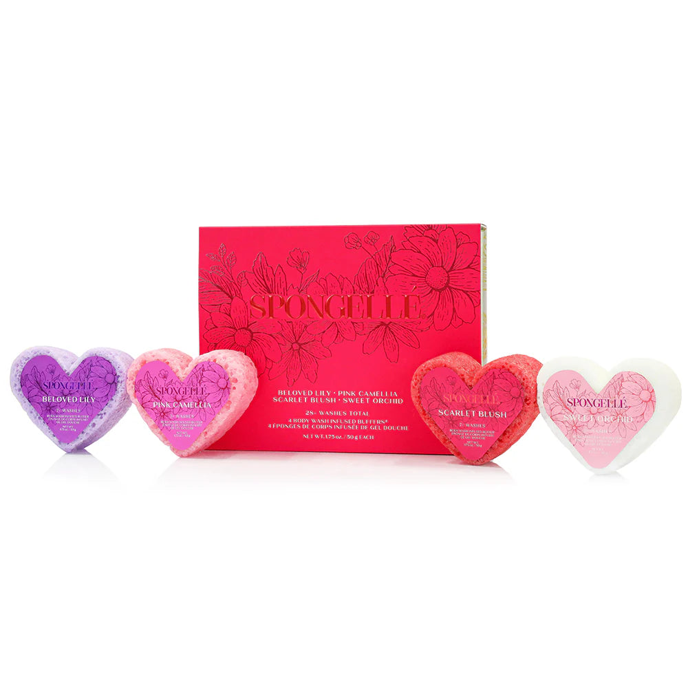 Spongelle Valentines Gift Set 4 Body Wash Buffers