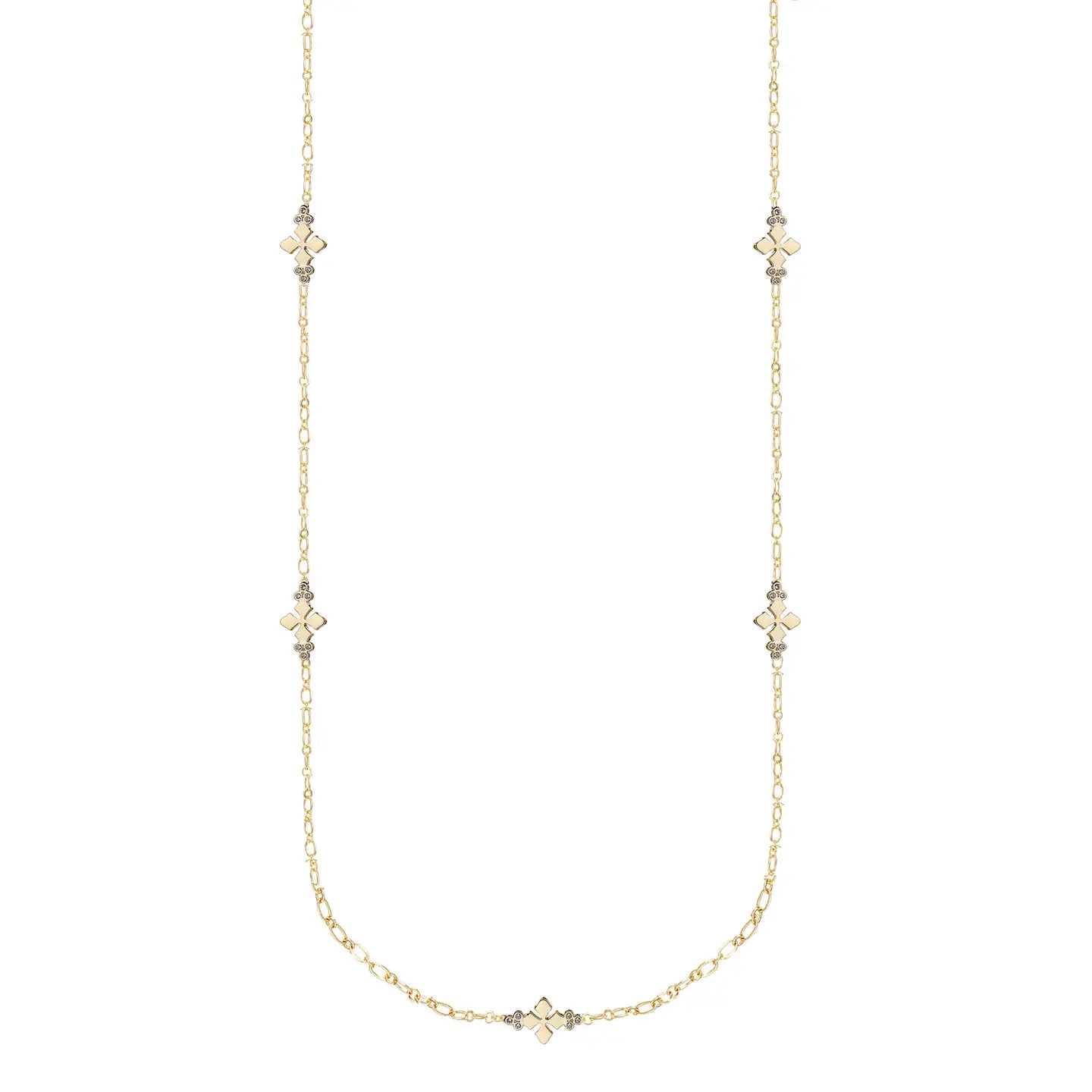 Natalie Wood Believer Cross Station Necklace - Gold