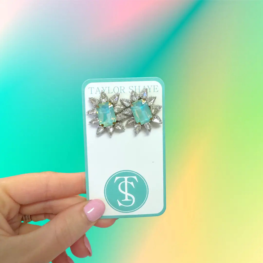 Taylor Shaye Crystal Spike Stud - Seafoam