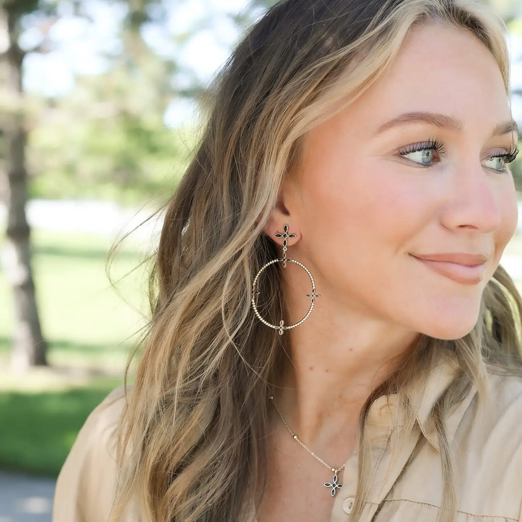 Natalie Wood Radiant Beaded Statement Earrings - Black