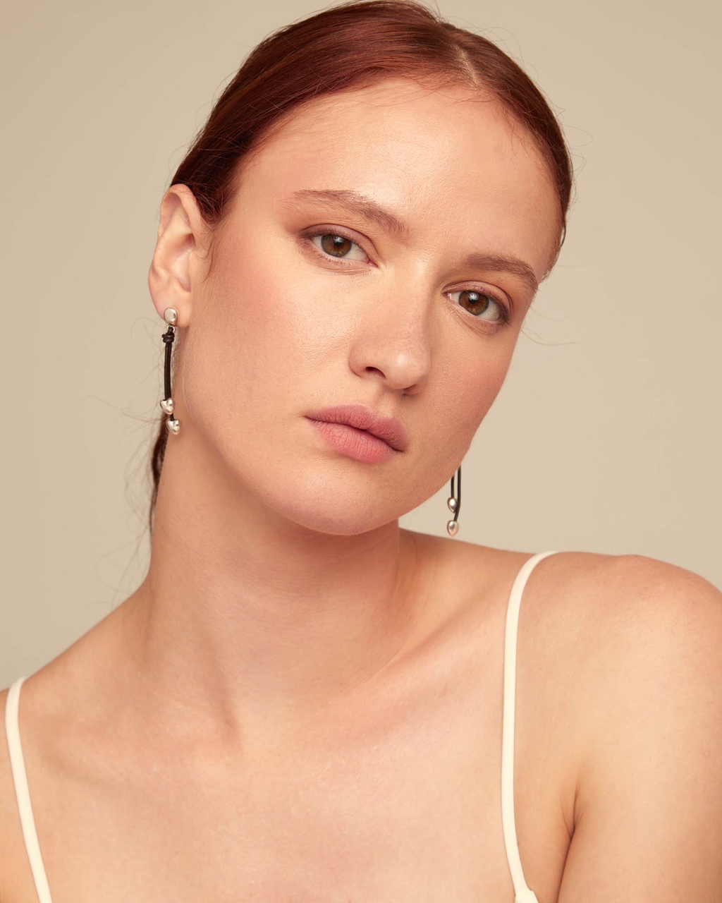 Uno de 50 Pretty Love Heart Leather Strand Drop Earrings