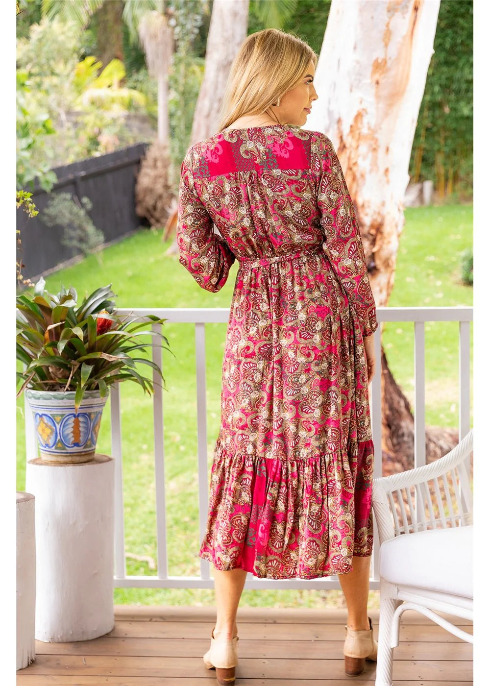 Cienna Coral Frill Wrap Dress