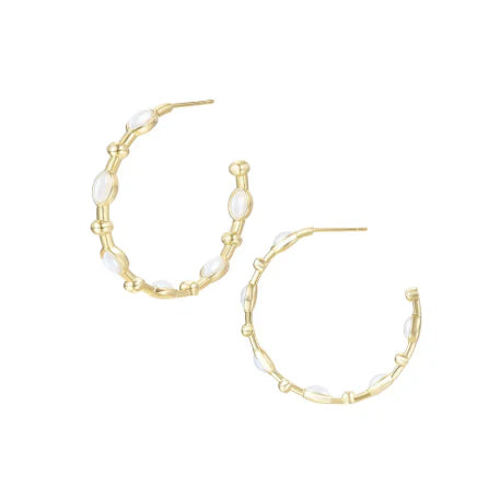 Solaris Pearl Hoop Earrings - Gold