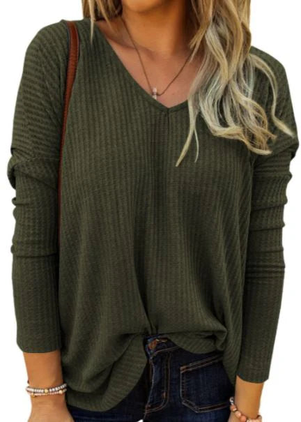 Waffle Knit Top - Olive