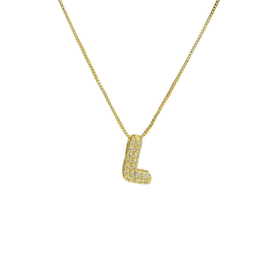 Bling Small Necklace Initial Charm