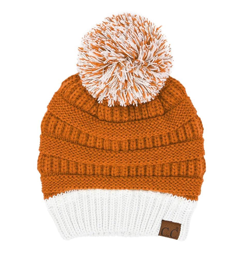Burnt Orange Pom Beanie