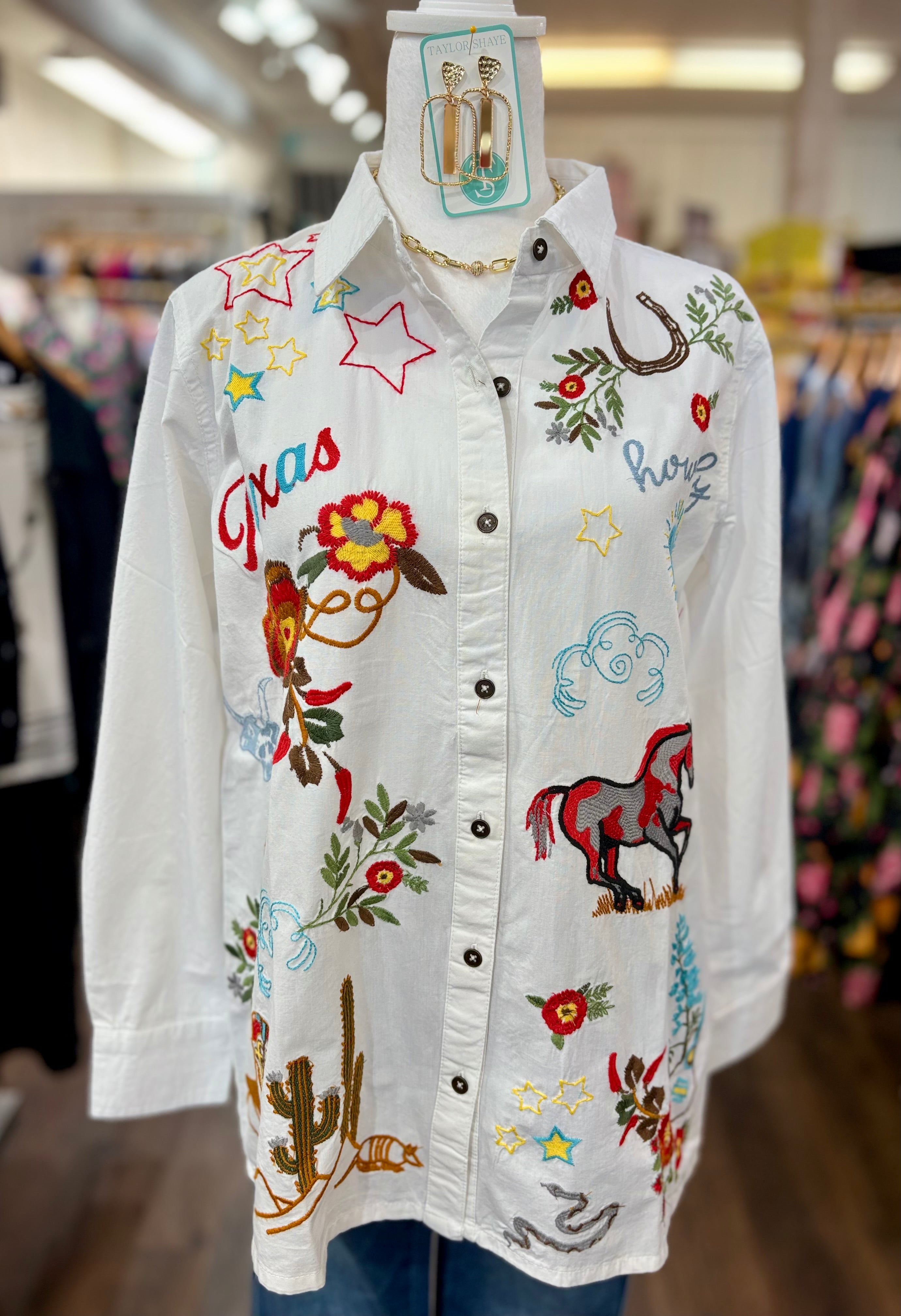 White Texas Button Up Jacket Shirt