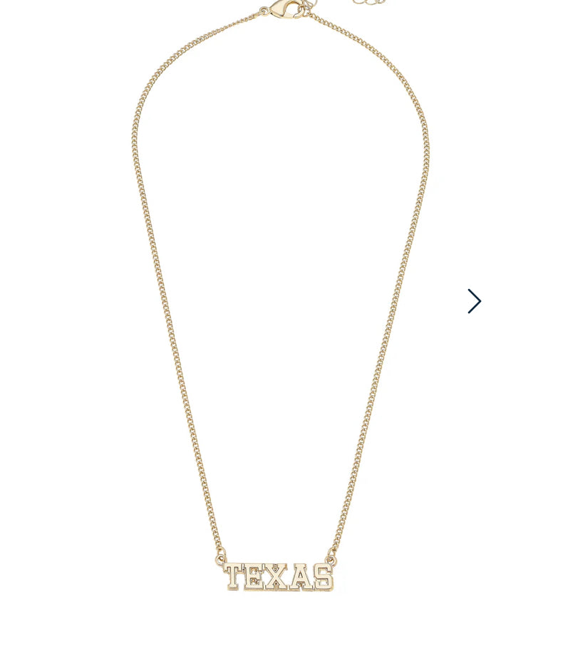 Texas Longhorns Varsity Outline Necklace Gold